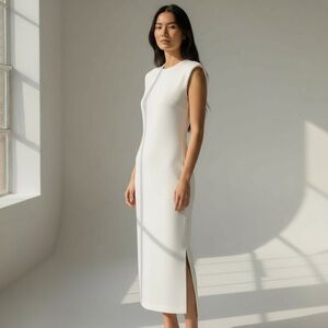 J. Crew Sleeveless Sweater Dress in Stretch Viscose Blend, White Size Large NWT